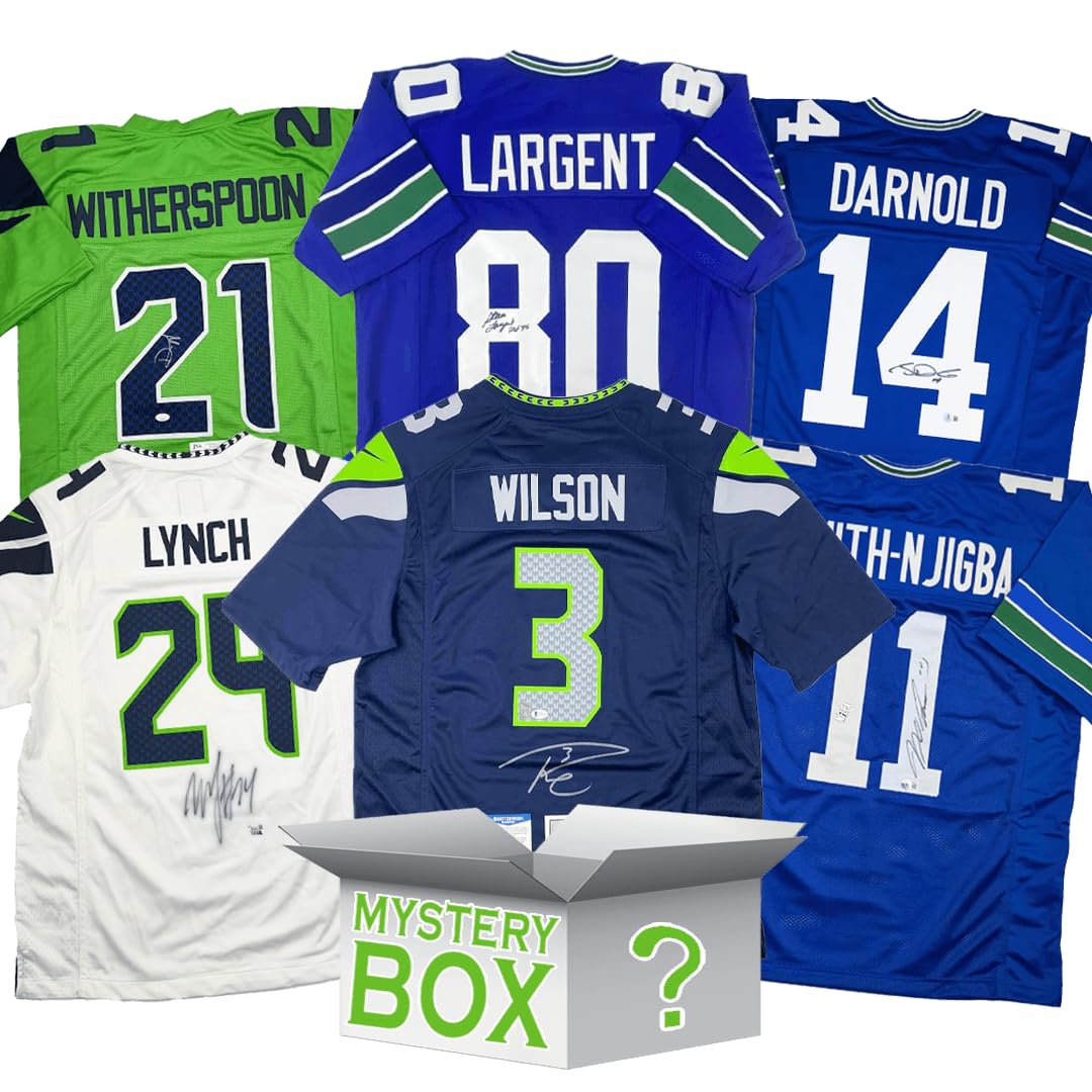Autographed/Signed Seattle Football Jersey Mystery Box with PSA JSA or Beckett C