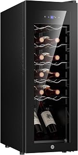 Icyglee 12 Bottle Wine Cooler Refrigerator,Freestanding Wine Fridge,Black | Glass Door & Safety Lock, Wine Fridge with 41°F-64°F Digital Temperature Control for Red, White, Champagne