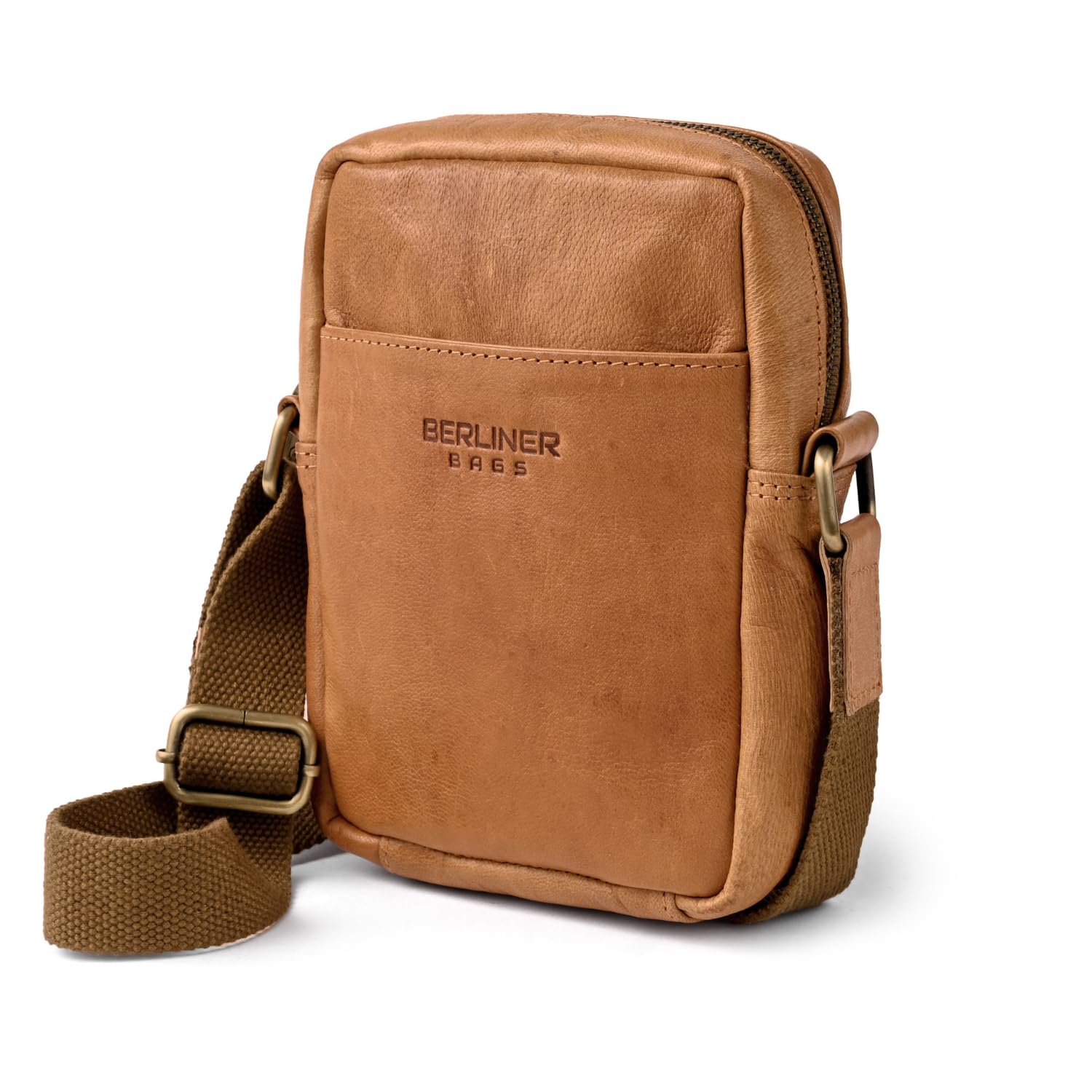 Berliner Bags Tom Men's Leather Shoulder Bag with YKK Zippers and Adjustable Str