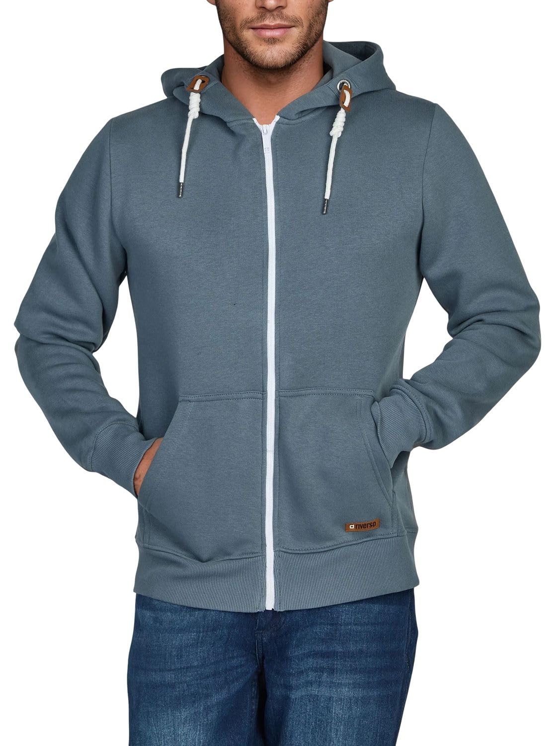 Riverso RIVThilo Men's Hooded Jacket Sweatshirt Hoodie Zip Basic Plain Cotton Gr