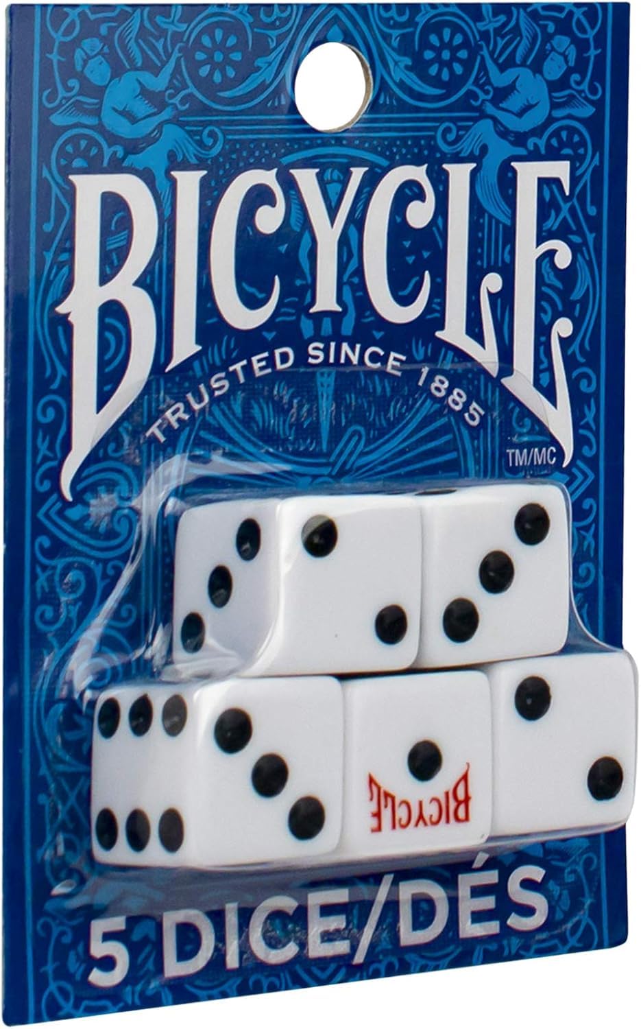 Bicycle 5 Dice Set Six Sided D6 Standard Game White Black 16 mm | Premium qualit