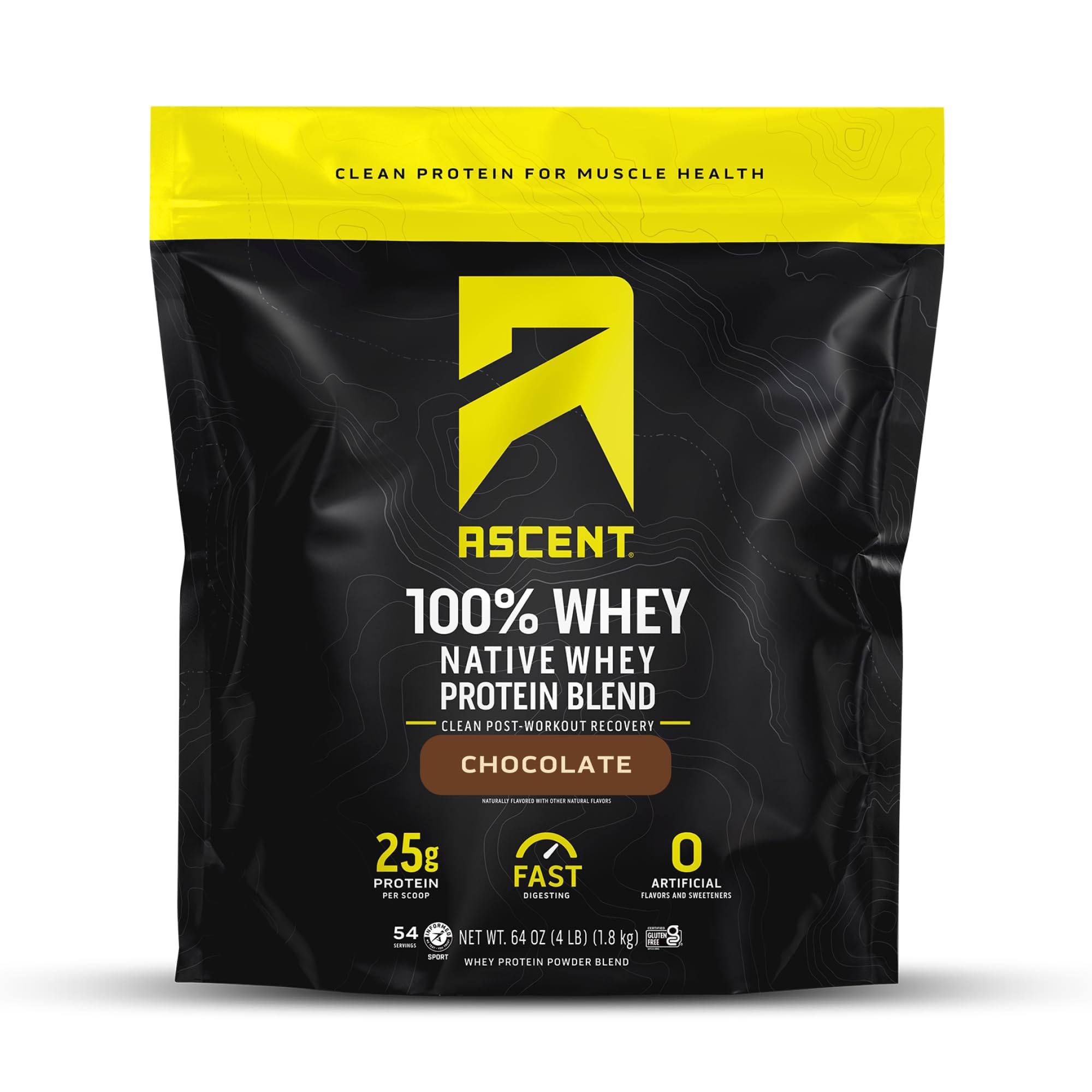 Ascent 100% Whey Protein Powder - Post Workout Whey Protein Isolate, Zero Artifi