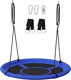 SONGMICS Saucer Tree Swing, 40 Inch, 700 lb Load, Includes Hanging Kit, Blue and Black UGSW001Q01