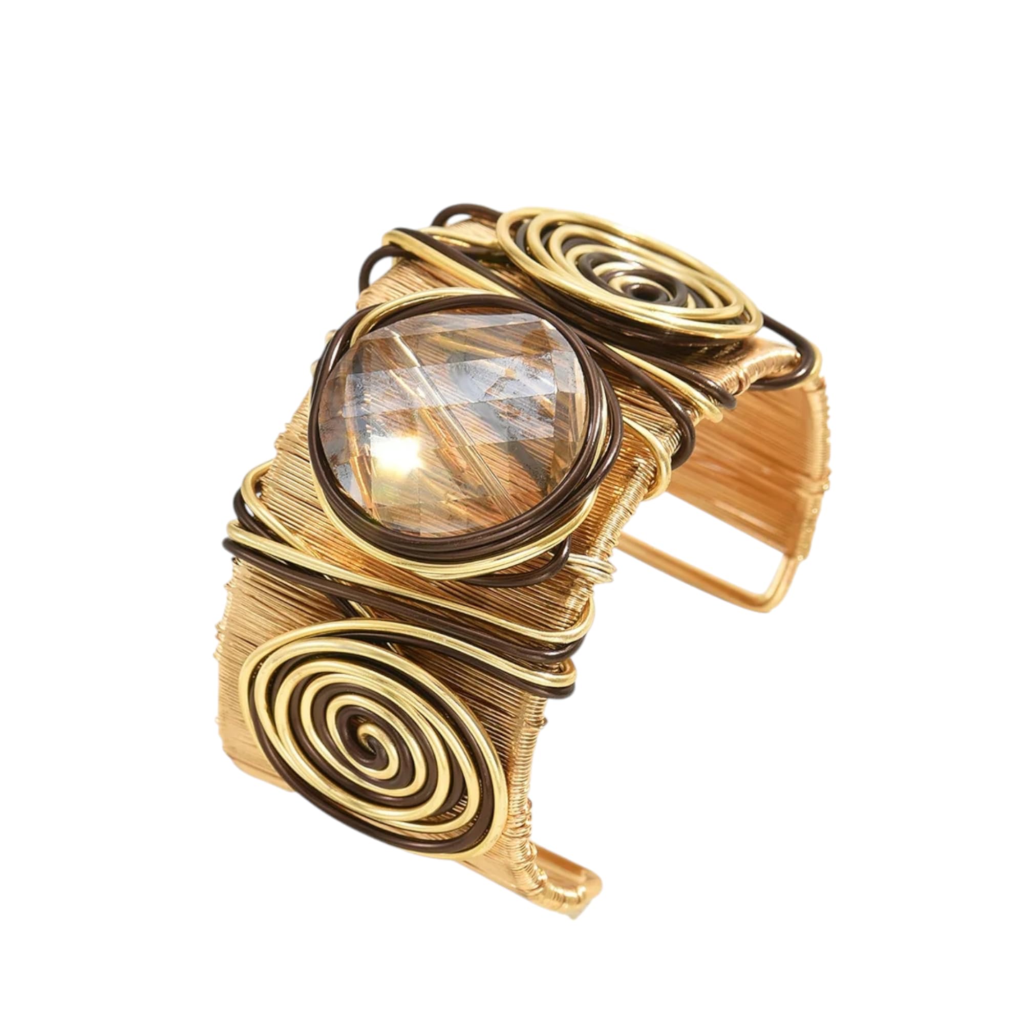 Marea Brava Open Adjustable Bangle for Women - African Boho Style with Wrapped W