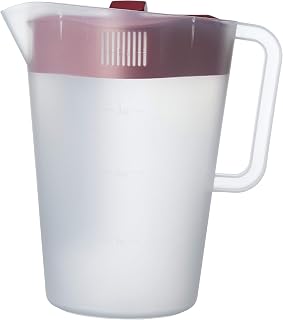 GoodCook 1 Gallon Pitcher with Embossed Measurements, Integrated Pour Spout & 4 Way Lid, Made Without BPA, Clear/Red