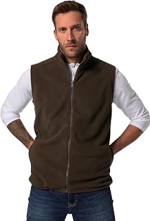 JP 1880 723305 Men's Large Sizes up to 7XL Fleece Waistcoat with Stand-up Collar Zip Pockets and Drawstring