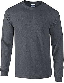 [Gildan] (ギルダン) メンズ 無地 クルーネック ウルトラコットン 長袖Tシャツ ロングスリーブカットソー トップス 男性用 (S) (ダークへザー)