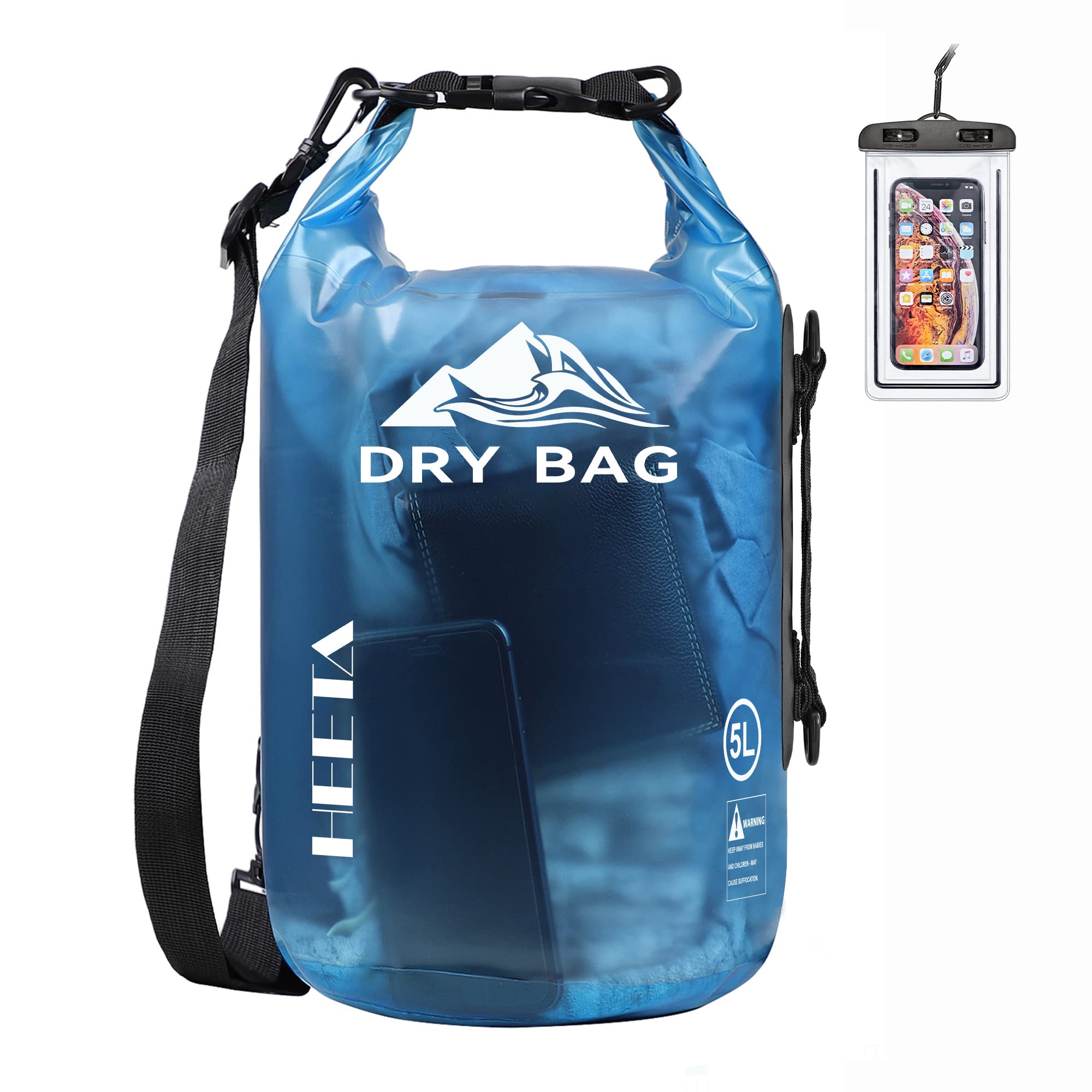 HEETA Dry Bag Waterproof Backpack with Phone Case 5L/10L/20L/30L/40L | Roll Top 