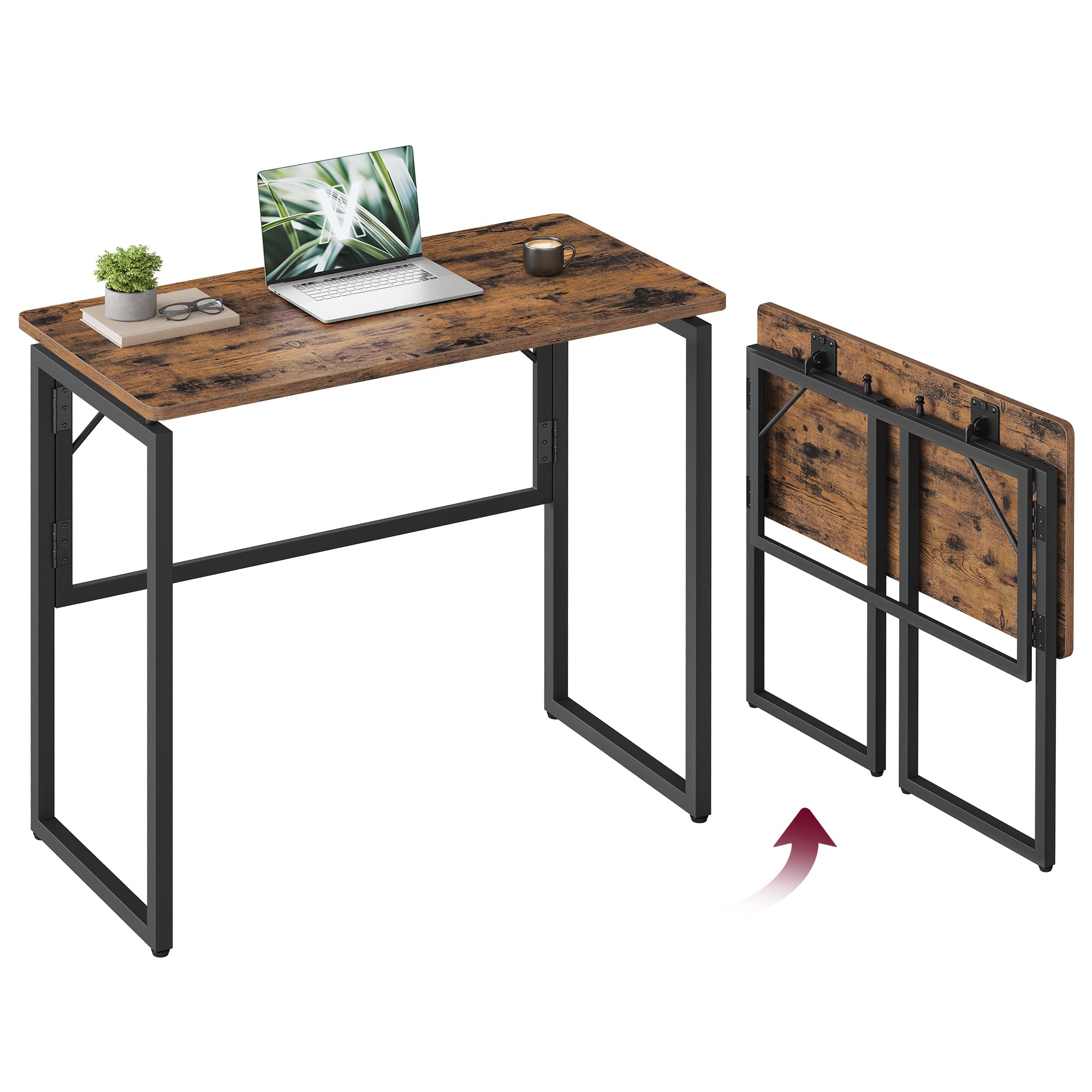 VASAGLE Space-Saving Folding Computer Desk, 80 x 40 x 74 cm | Small Study Table,