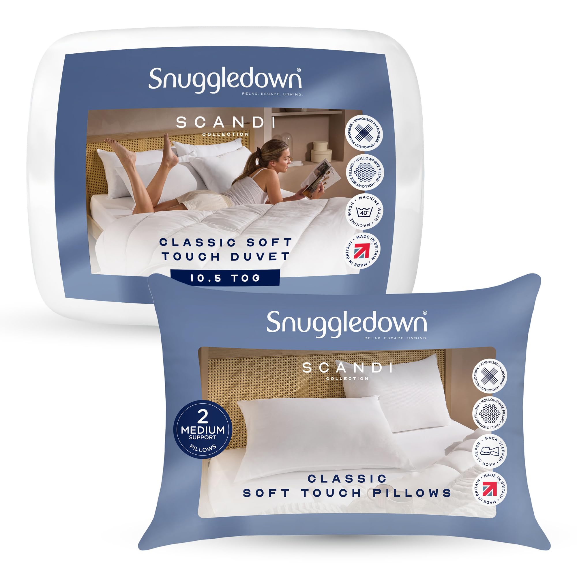 Snuggledown Soft Touch King Size Duvet 10.5 Tog & 2 Pillows - All-Year Round Pre