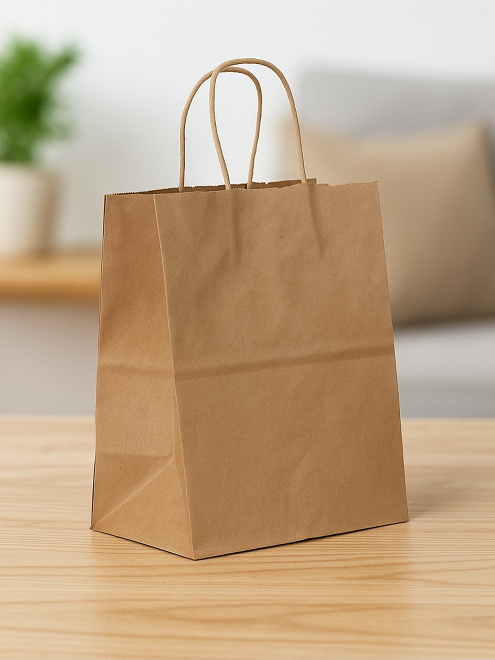 Brown Kraft Paper Gift Bags with Handles, 7.9 x 5.8 x 3.2 inches, Recyclable Sho
