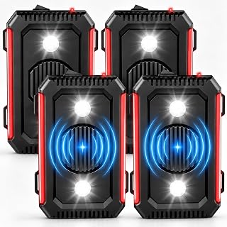 2026 Ultrasonic Rodent Repellent for Car Engines Under Hood Rodent Repeller | 4 Pack Battery Operated Mouse Repellent for Cars with Strobe Lights for Rats, Mice &amp; Squirrels, Warehouse, Attic, Garage &amp; RV