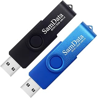 SamData 32GB USB Flash Drives 2 Pack 32GB Thumb Drives Memory Stick Jump Drive with LED Light for Storage and Backup (2 Colors: Black Blue)