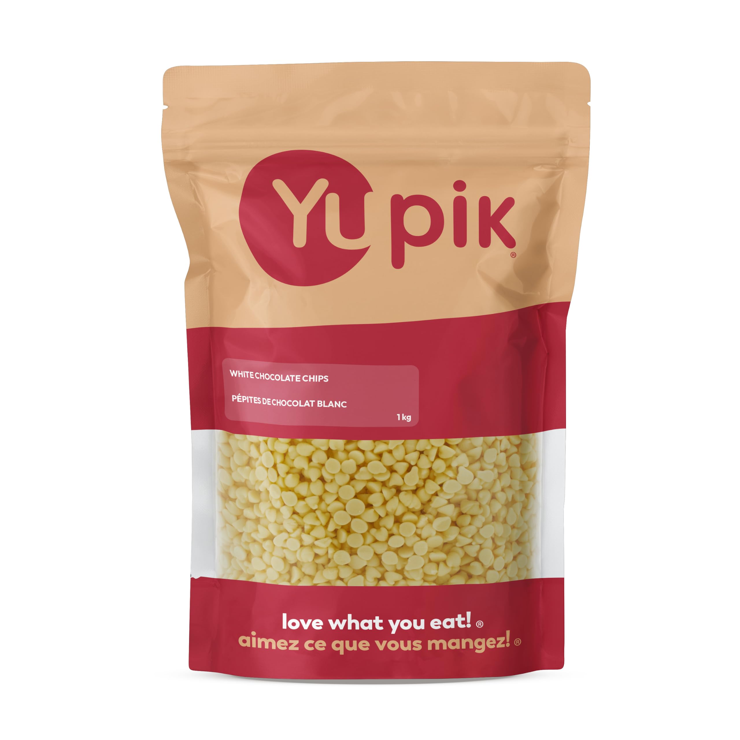 Yupik White Chocolate Chips, 1 kg, Gluten-Free, Kosher, Small Size, Made with Co