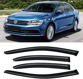 Window Rain Guards for 2011-2018 Volkswagen (VW) Jetta, Window Visor Guard Vent Shade Wind Deflector Rain Shield Protector Sun for 11-18 Jetta 2012 2013 2014 2015 2016 2017, Outside-Mount, 4PCS