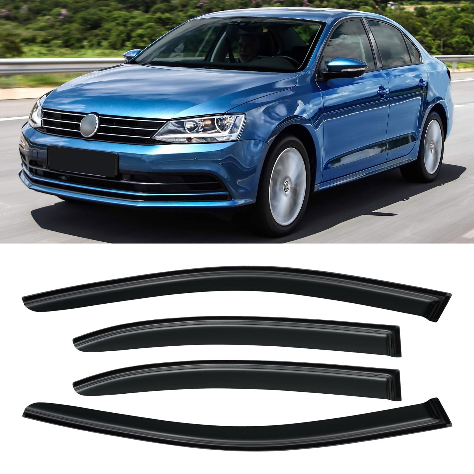 Window Rain Guards for 2011-2018 Volkswagen (VW) Jetta, Window Visor Guard Vent 