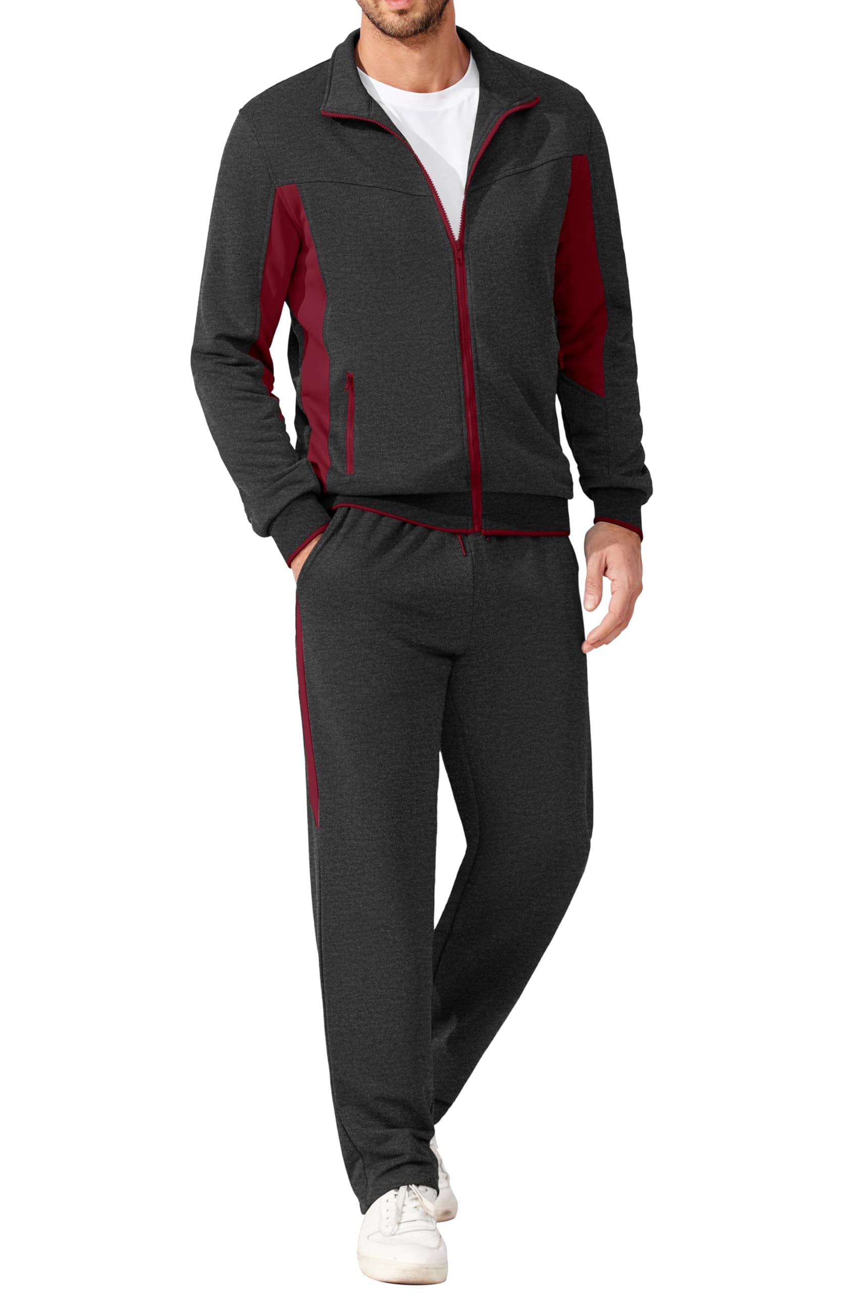 COOFANDY Conjunto deportivo de 2 piezas para hombre, con cremallera completa, pa