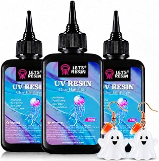 LET'S RESIN UV Resin, 300g Hard Resin Kit for Craft, Casting, Silicone Mold | Crystal Clear, Low Viscosity, UV Glue, Low Odor, Anti-Yellowing, Fast Cure, Beginner-friendly for UV Jewelry, Keychain Craft