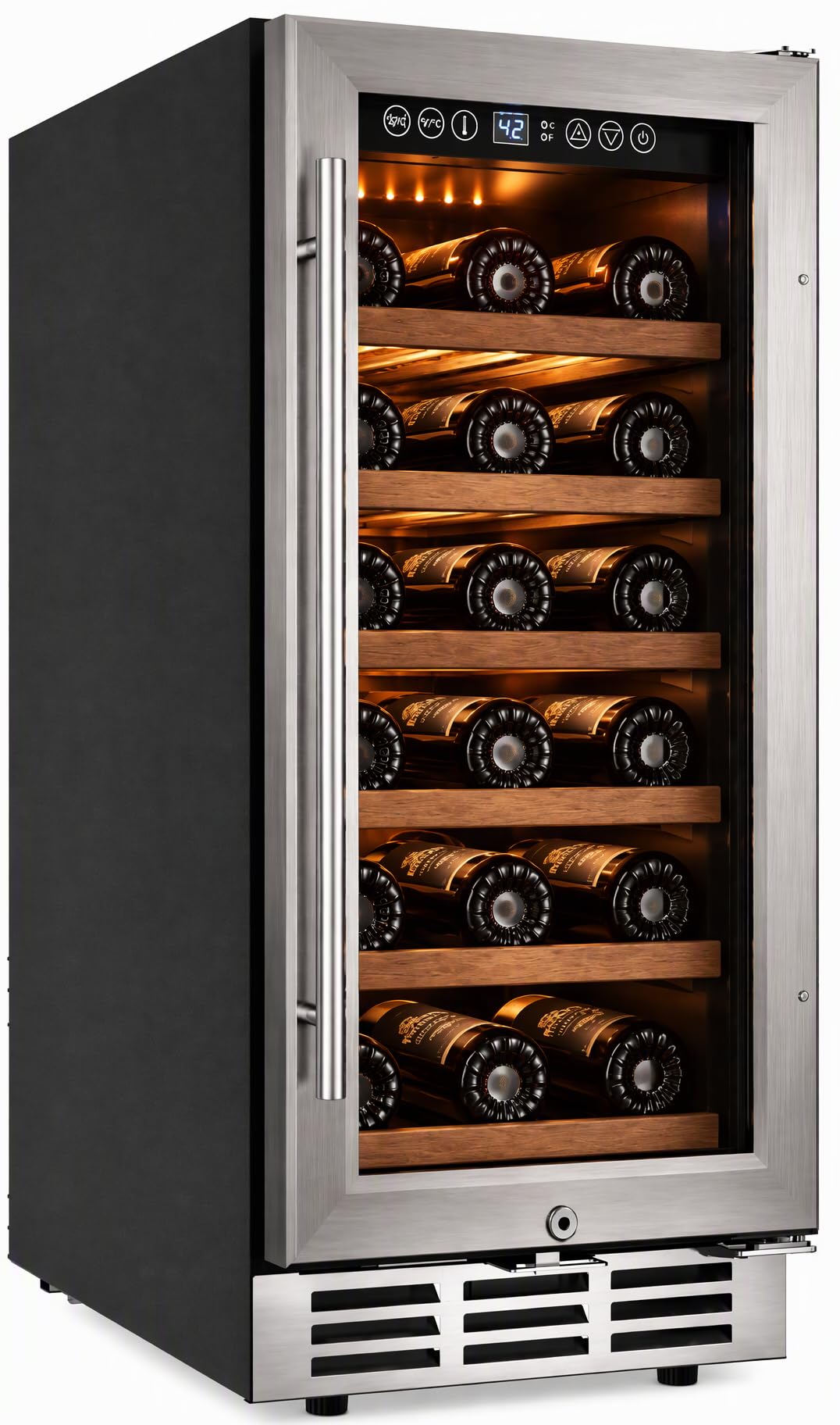 Icyglee 15" Wine Cooler Refrigerator,30 Bottle Dual Zone Wine Fridge,Silver | 40