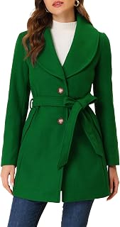 Allegra K Women's Winter Pea Coat 2026 Shawl Collar Belted Long Overcoats