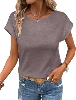 Bliwov レディース Tシャツ キャップ スリーブ トップス クルーネック カジュアル ベーシック サマーTシャツ