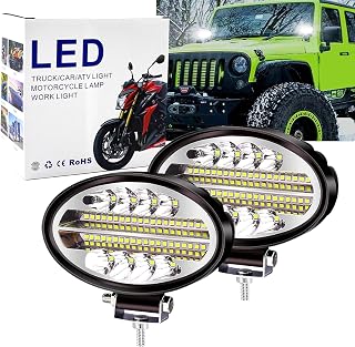 Oval Led Work Light Bar, Ultra Bright 5.5Inch Spotlight for Pickup ATV Off-Road Tractor Bulldozer Agricultural Construction Vehicles 2Pcs (Stay Mode)