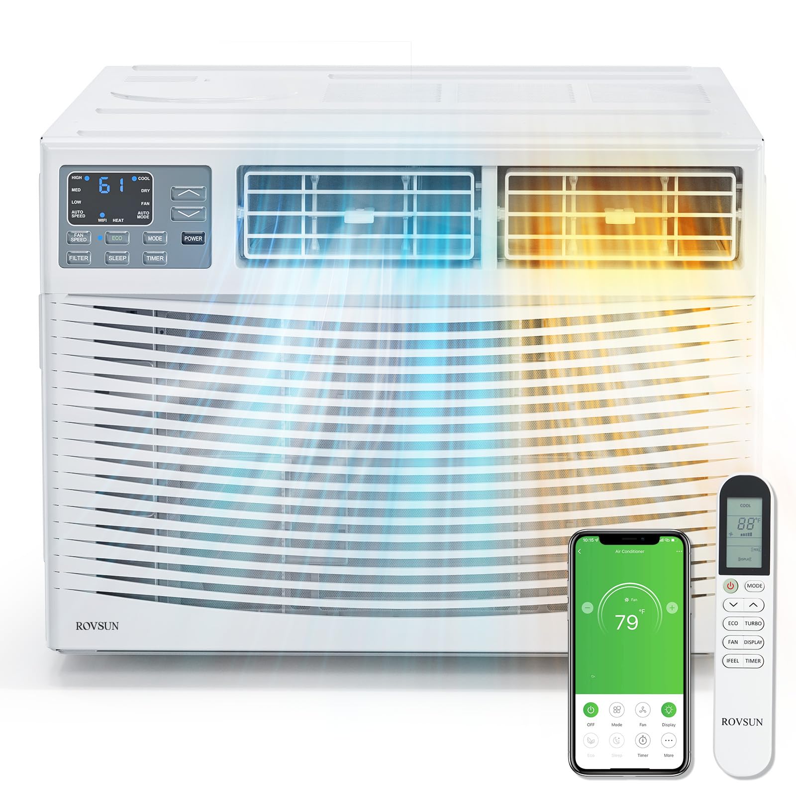 ROVSUN 8000 BTU Window Air Conditioner with Heat, AC Unit for Window, 115V | 4-i