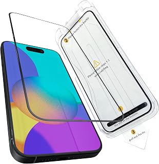 Ones iPhone15ProMax Screen Protector, 9H Hardness, Ultra Resistant, Full Coverage Shatterproof Tempered Glass with Auto Alignment Kit, 1 Piece, Clear