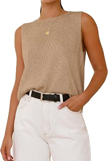 BTFBM Sleeveless Sweater Tops for Women Casual
