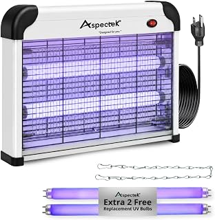 ASPECTEK Electric 20W Bug Zapper, Mosquito, Fly, Gnat and Moth Control, Indoor and Covered Outdoor Use for Home, Garage, Patio and Farm, Includes 2 Replacement Bulbs