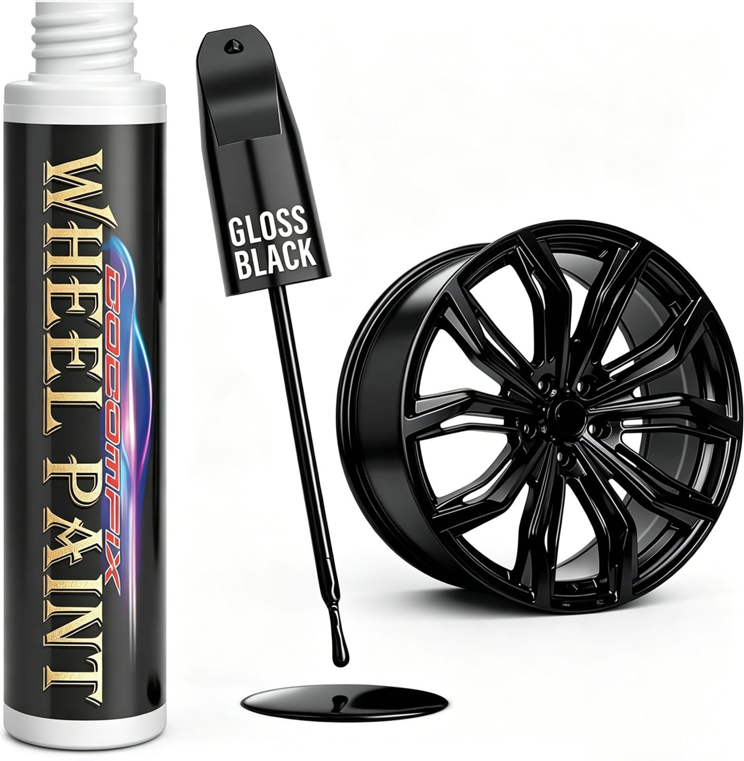 cocomfix Gloss Black Rim Touch Up Paint, Wheel Scratch Repair Pen, 1 fl oz | Whe