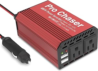 Pro Chaser 400W Power Inverters for Vehicles DC 12v to AC 110v Car Inverter | Car Converter, 6.2A Dual USB Charging Ports, Dual AC Adapter for Laptops Air Compressor