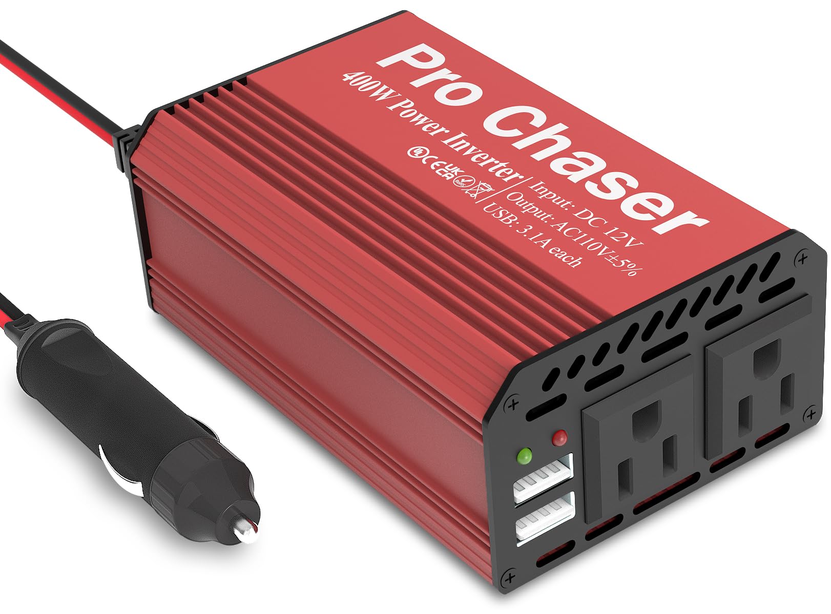 Pro Chaser 400W Power Inverters for Vehicles DC 12v to AC 110v Car Inverter | Ca
