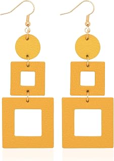 KINIVA Leather Dangle Earrings for Women Trendy, Lightweight Leaf Circle Lightning Earrings Drop, Jewelry Gifts for Women