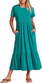 ANRABESS Womens 2026 Summer Casual Short Sleeve Maxi Dress with Pockets