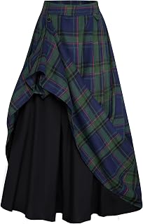 Scarlet Darkness Plaid Skirts for Women Long Layered Skirt