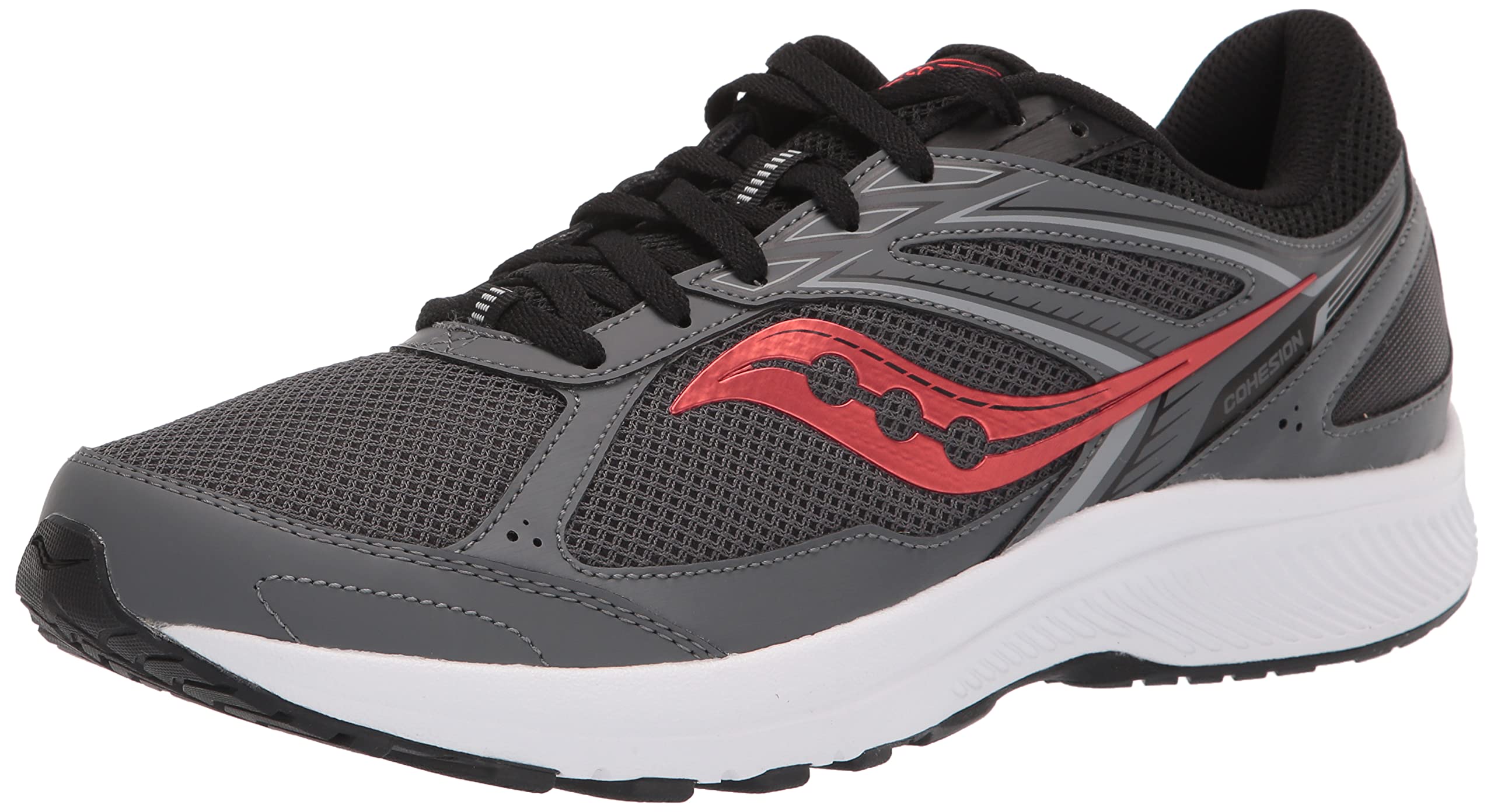 Saucony Men's Cohesion 14 Running Shoe, Charcoal/Flame, 7.5 M US