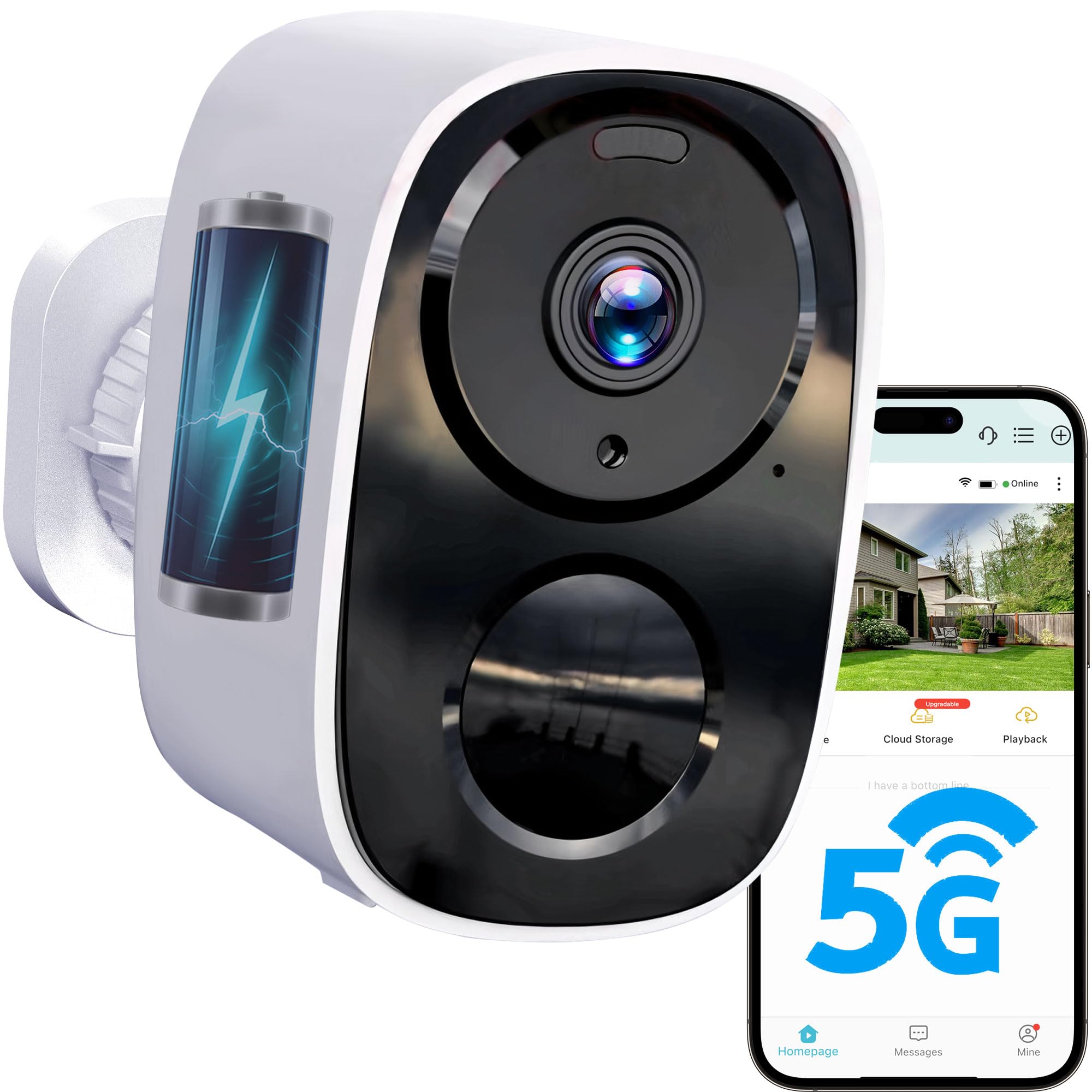 2026 Upgraded 2K Security Cameras Wireless Outdoor, Free Cloud Storage, 1-5 Mont