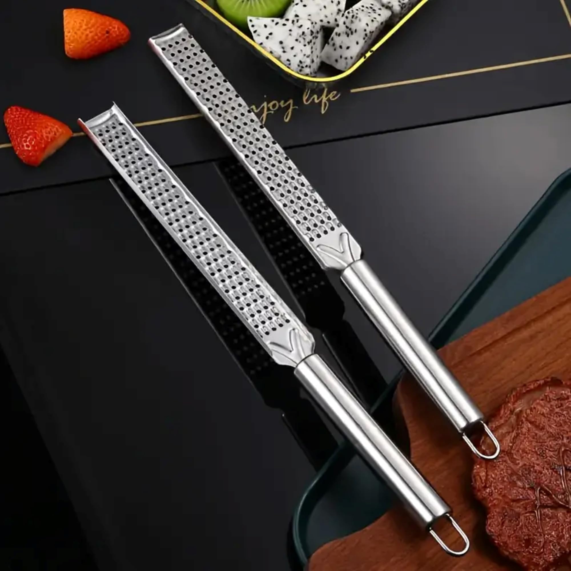 1 x Portable Stainless Steel Citrus Lemon Grater - Long Handle for Grating Choco