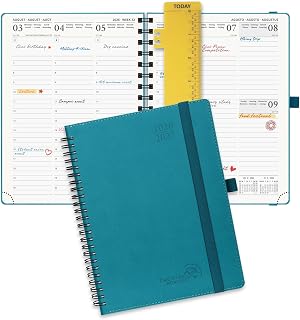 POPRUN A5 Academic Diary 2026-2027 Week to View Soft Cover Spiral | 16.4x21.8cm,17 Months(Aug'26 - Dec'27), Mid Year 26/27 Vertical Weekly Planner, 80GSM Paper, 30-min Slot (Pacific Green)