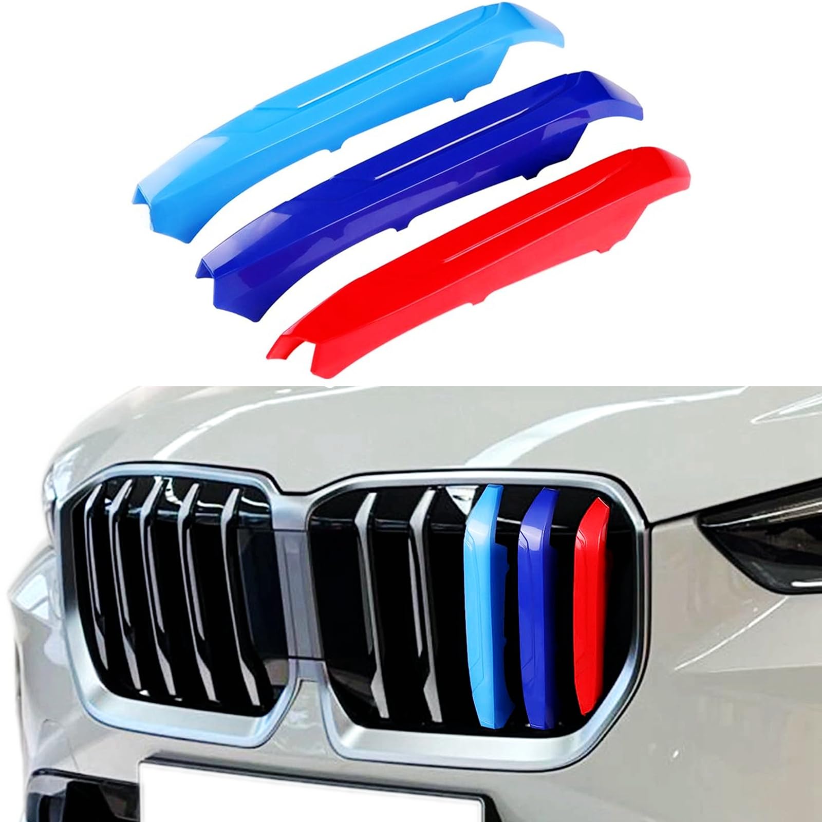 Tricolored Grille Insert Trims Compatible with BMW 2023 2024 2025 X1 U11 | Exter