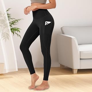 Pantaloni da yoga da donna a vita alta con tasche laterali per palestra, fitness, corsa e uso quotidiano