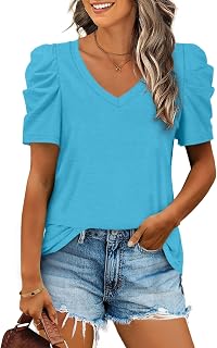 XIEERDUO Camisetas y blusas de manga 3/4 para mujer, estilo casual, cuello redondo, ropa de moda, ajuste holgado, a la moda