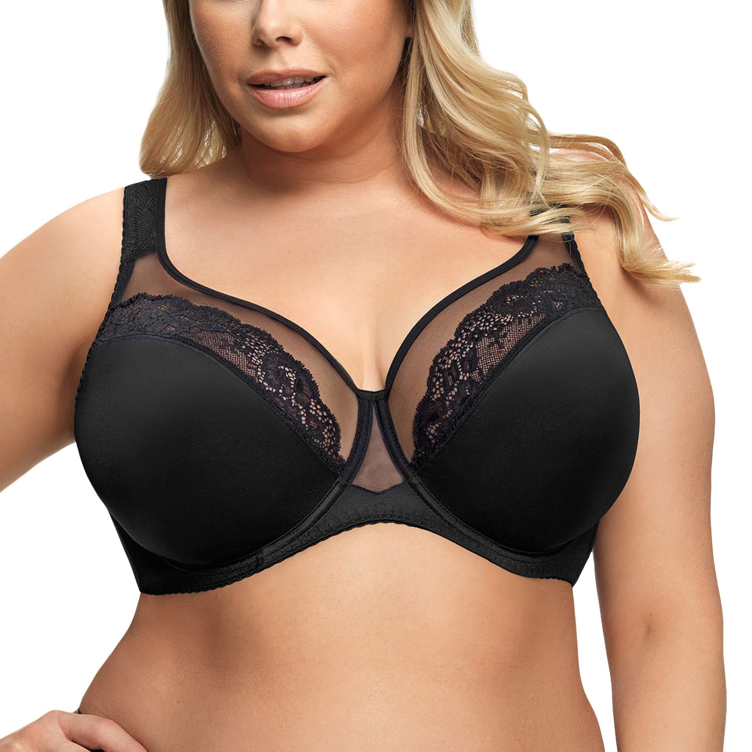 Gorsenia Luisse K441 Women's Black Lace Non-Padded Underwired Full Cup Bra