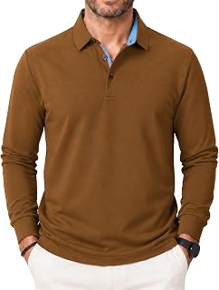 zitysport Polo Shirts Men Long Sleeve Breathable Quick Dry Long Sleeve Men Summer Paw T Shirts for Men Casual Sport Shirt Basic Regular Fit Golf Polo Shirt
