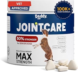 Joint Supplements for Dogs Max Strength Glucosamine & Chondroitin with Green Lipped Mussel for Dogs & MSM For Severe Joint Stiffness, Mobility & Dog Pain Relief Anti Inflammatory