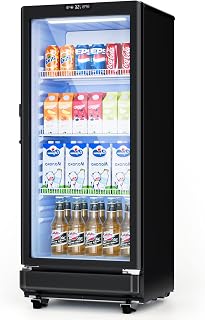 ICEVIVAL 6 Cu.Ft Commercial Beverage Fridge with Glass Door | Double-Tempered Glass, Locking Key &amp; LED, Indoor/Outdoor Use, Bar/Office/Restaurant, Adjustable Shelves, Energy Efficient