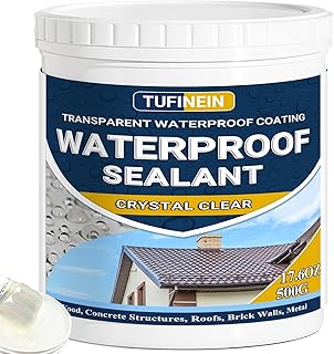 Liquid Waterproof Sealant Clear 500 G, TUFINEIN Invisible Anti-Leaking Sealant Agent, Transparent Waterproof Coating Water-Based Indoor & Outdoor Roofs, Walls, Garden Anti Leakage Agent