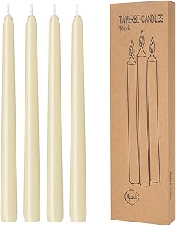 4 Pack Lvory Taper Candles - Taper Candles 10 Inch Dripless, Smokeless & Unscented - 8 Hours Long Burning - Hand Poured Tall Candlesticks - Ideal for Weddings, Dinner Parties, and Home Decor