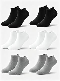 Crew Socks for Men 6 Pairs, Breathable Athletic Running Socks with Moisture Wicking & Arch Support, Comfortable Casual Sports Socks for Daily Wear, All-Day Active Black White Grey